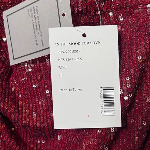 NWT ITMFL Marissa Cocktail Sequin Dress in Wine Sz XS Red