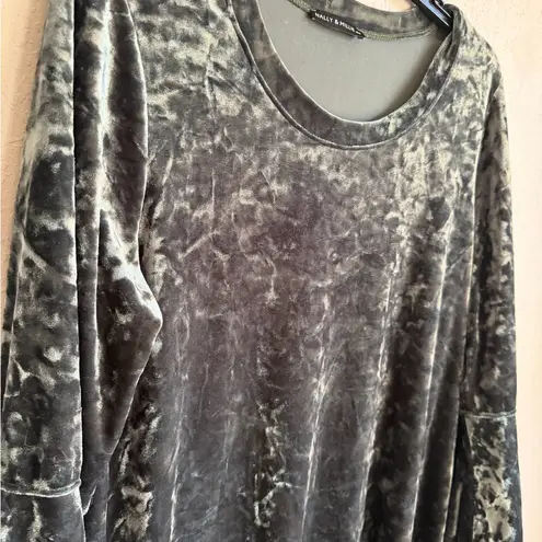 Nally & Millie Forest Green Velour Shift Dress Women L Luxe Poetic Moody Holiday Size L