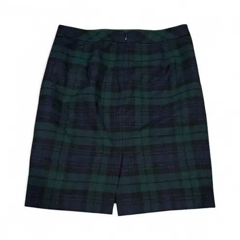 J.Crew green tartan plaid wool pencil skirt 6