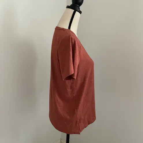 Soft Surroundings Crew Neck Tee size Small Red Brown Comfy Lounge Elevated Basic