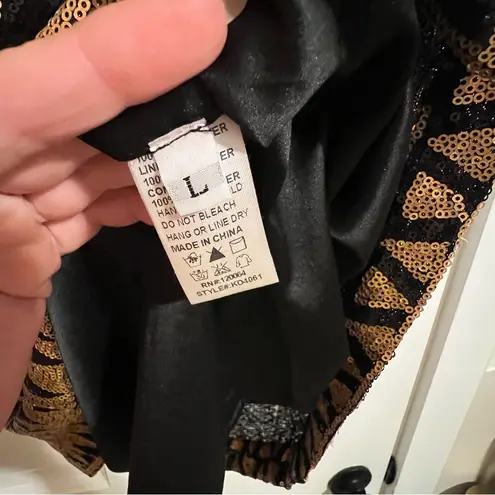 Pookie & Sebastian #121 BLACK & GOLD SEQUIN DRESS LARGE