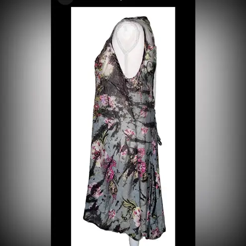 Aratta Silent Journey Aurora Tunic Dress Size Large Etherial Whimsigoth Boho Gray