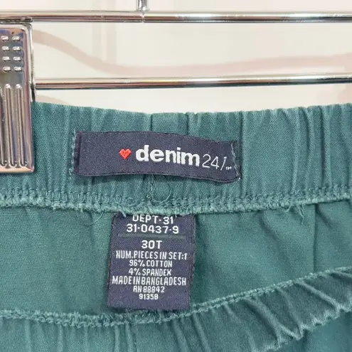 Denim 24 7 Roamans Plus Size 30WT Jeans Tall Elastic Waist Green Straight 1012 Size 30W