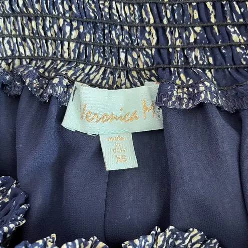 Veronica M Navy Blue & Cream Snakeskin Print Smock Mini Dress