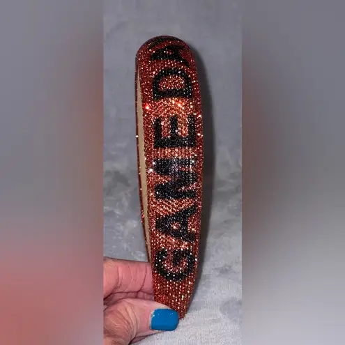 Juliet Crystal Game Day Orange/Black Rhinestone Embellished Puffy Headband Orange