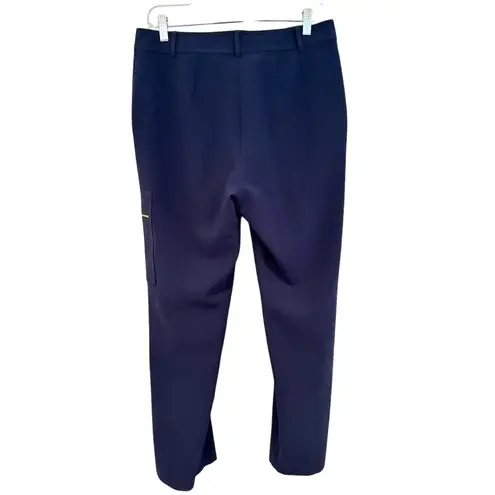 St. John Crepe Sport Zipper Straight Leg Pants Women's 8 Navy Career Casual