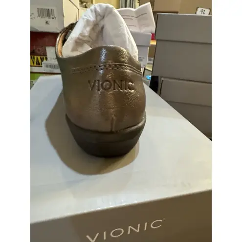 Vionic Womens Abigail Lace-up Pewter Metallic Arch Supportive Shoes Size 9.5-