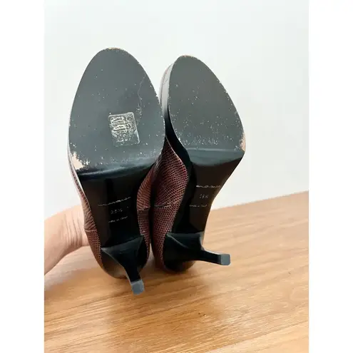 Balenciaga Embossed Leather Stilettos Ankle Boots Brown Women's Size 36.5 / 6