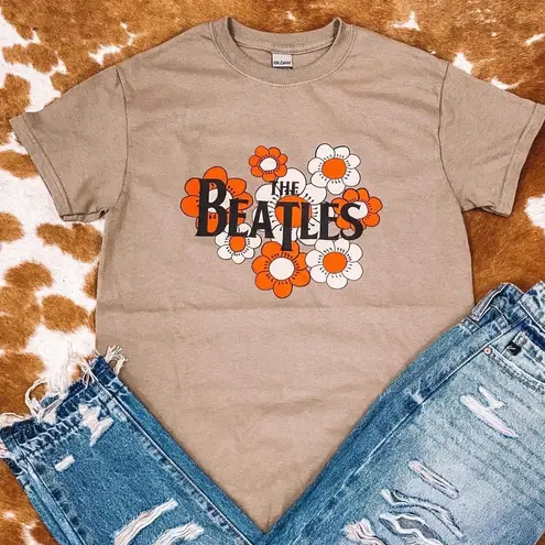 The Beatles Floral Graphic Tee Brown