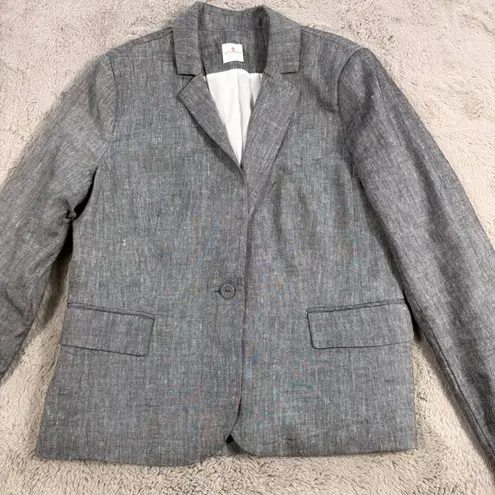 Promod Women's Linen Blazer 12 Gray Business Career Jacket Office Professional