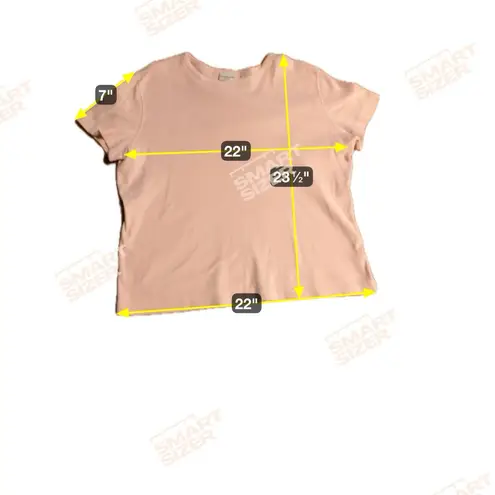 Covington Pink Ribbed Crew Neck, Women's XL Top, Short Sleeve T Shirt, Vintage