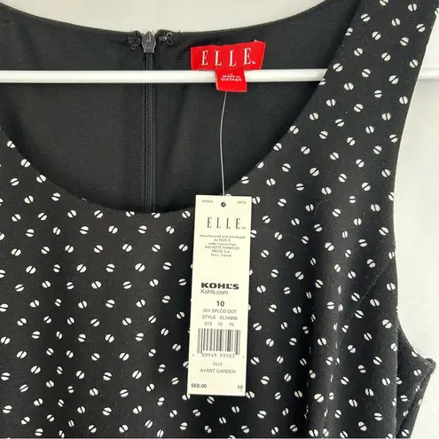 Elle NWT Black & White Blue Polka Dot Avant Garden Dress w/ Blue Belt Size 10