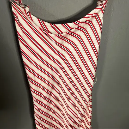 Rebecca vallance white striped Marrakech ruffle silk sleeveless dress Size 4