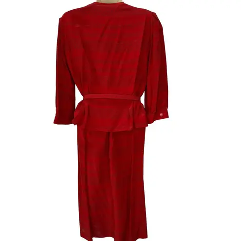 Vintage Maggie London Jeannene Booher Red Silk 2 Piece Set Size 10 Skirt Belt