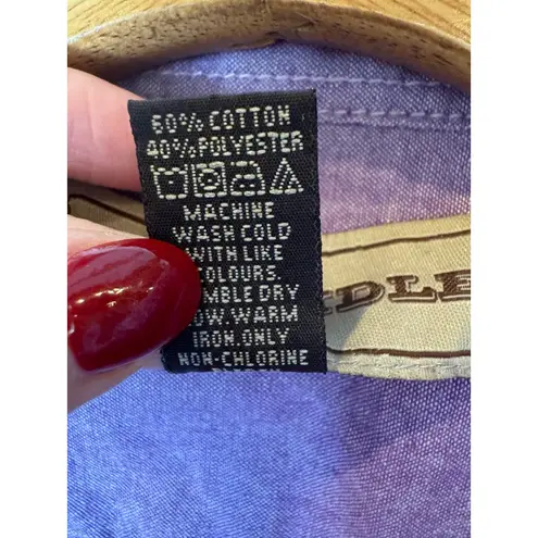 Bit & Bridle Shirt Women Large Purple Collared Floral Button Down Equestrian