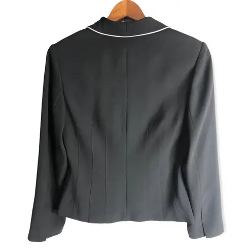 Laura Scott Vintage Black With White Lined Button Up Blazer