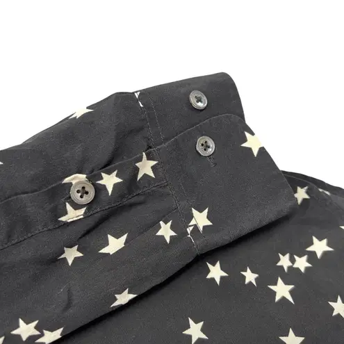 Equipment Femme Women's Black Star Print Silk Button Front Blouse Size S