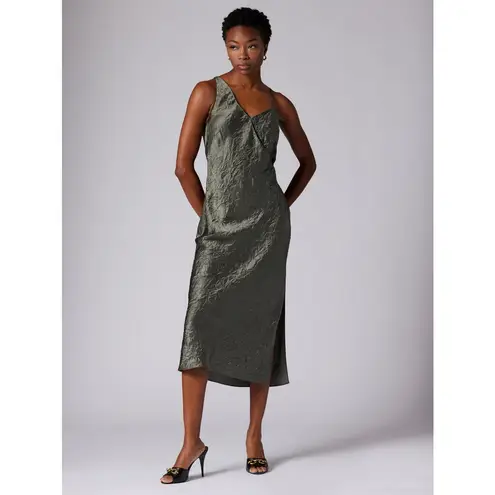 Equipment Femme Aurore Crinkle Wrap Dress Castor Grey Size 6 NEW