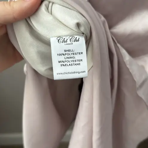 Chi Chi London Satin Evening Dress 'Varsha' in Pale Neutral Champagne