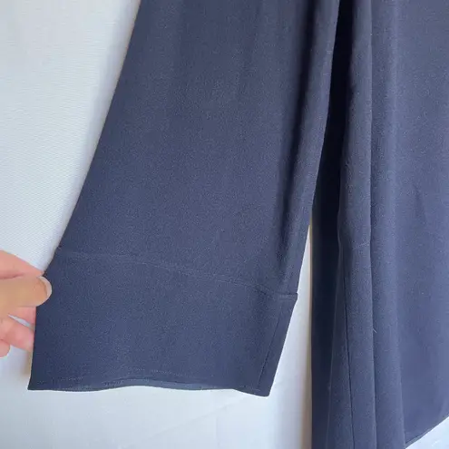 Helmut Lang long sleeve crepe deep V neck shift dress in navy sz XS extra small