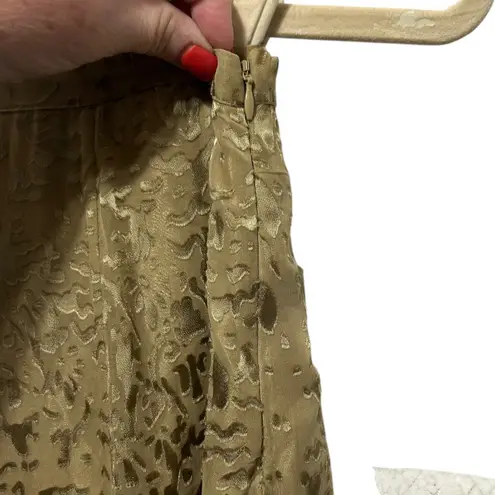 Soft Surroundings Womens Maxi Skirt L Gold Textured Satin Burnout Boho Whimsy