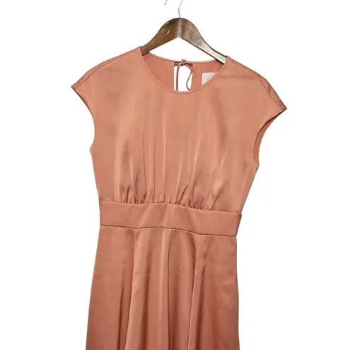 Gal Meets Glam Fit & Flare Dress Women’s Size 2 Peach Short Sleeve Midi Feminine
