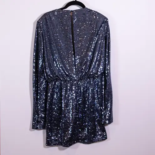 Cinq à Sept NEW Cinq A Sept Skylar Sequin Embellished Sparkle Mini Dress In Onyx Blue 6