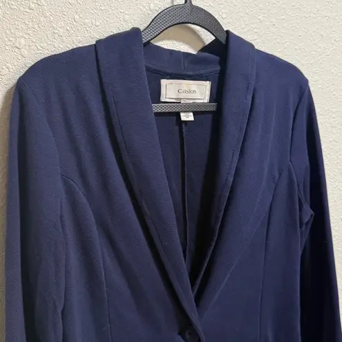 Caslon Womens Navy Blue Knit Blazer Jacket Cardigan Shawl Collar Size M