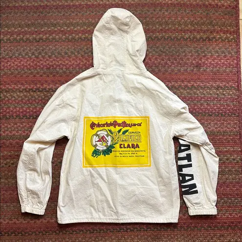 VTG PACIFICO BEER MAZATLAN MEXICO ZIP UP HOODIE BEACH JACKET White Size M