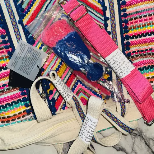 NEW America & Beyond Embellished Handcrafted Tote Bag Travel Beaded Boho Chic