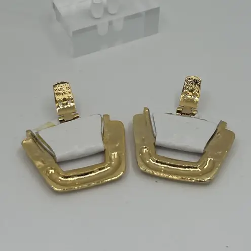 Bluette Made in France Shoe Clips Vintage Gold And white leather