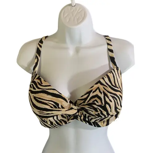 Shade & Shore  Womens Light Lift Twist Front Bralette Bikini Top Zebra 38D