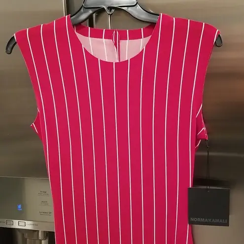 Norma Kamali ππ Sleeveless Fishtail Dress to Midcalf ~ NK Red Stripe XS/34 NWT