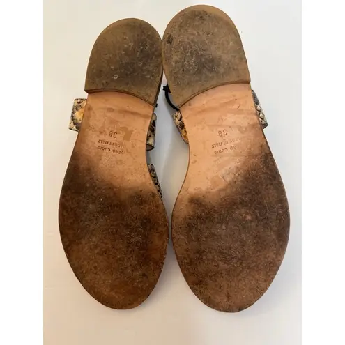 Club Monaco Thiais Tan Black Snakeskin Leather Lace Tie Sandals Sz 8 Wo…