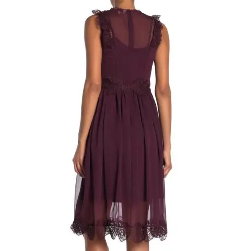 Ted Baker  Deep Purple Porrla Frill Lace Midi Dress