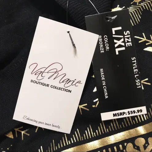 Linda Michael Black Leggings w/Gold Reindeer-NWT