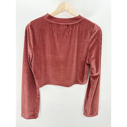 PaperMoon Pink Feeling Royal Ribbed Textured Long Sleeve Top Women's Size Medium