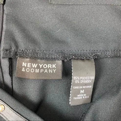 New York & Co. Black Leather & Studded Waist Midi Skirt M Size M