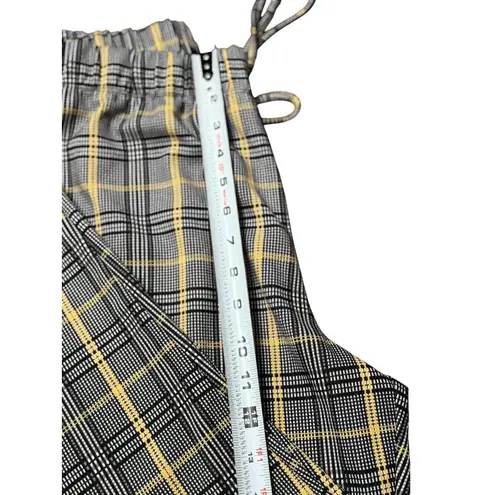 Messhi Womens L Black/White Plaid Checkered Elastic Waist Jogger Pants Stretch Yellow Size L - Image 7
