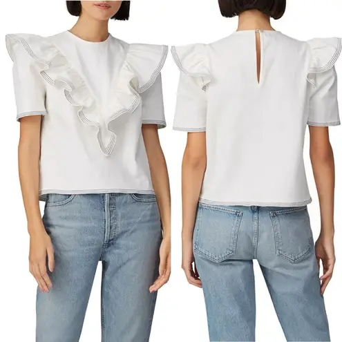 Saylor Harriette Denim Ruffle Top