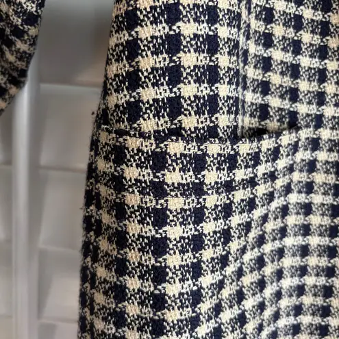 Escada Navy And Cream Plaid Blazer Size 38 (Medium) Blue