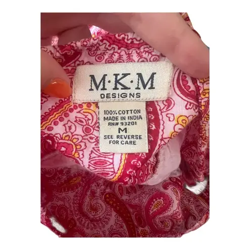 MKM Designs Cotton Boho Paisley Pink Skirt Medium Vintage