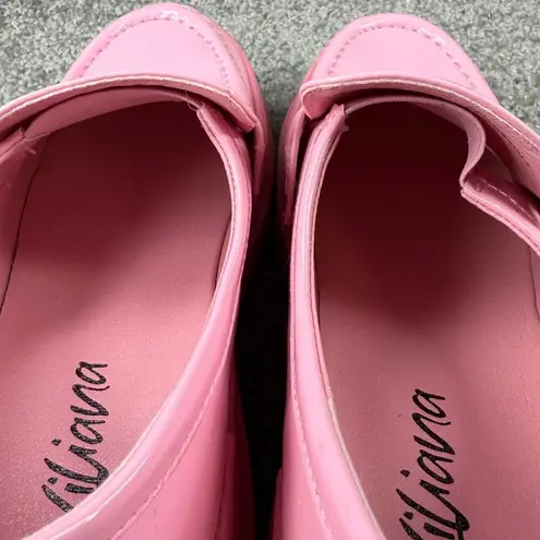 Liliana Pink Chunky Platform Loafers By Women Size 7 Shiny Shade of Pink Slip On