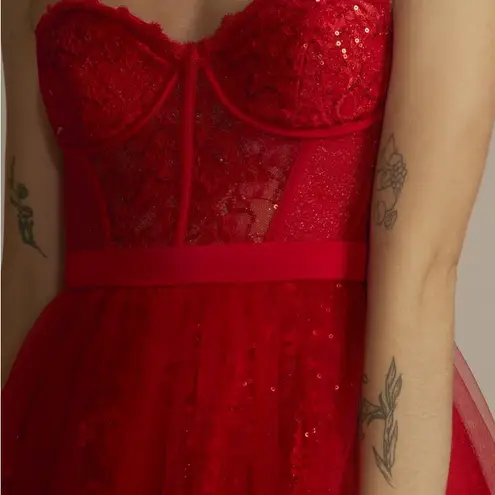 David's Bridal David’s Bridal Strapless sparkle illusion corset ball gown