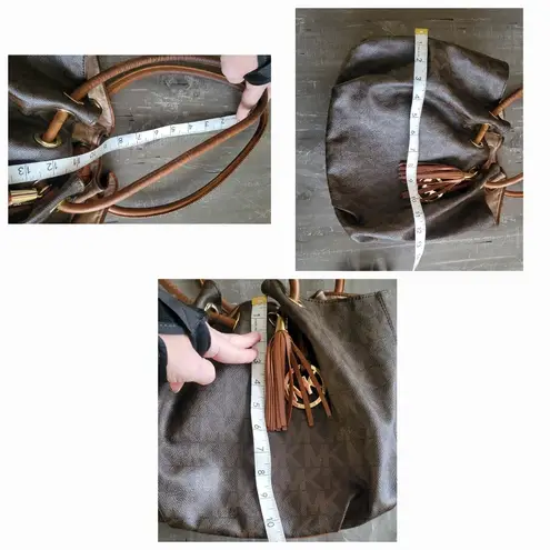 Michael Michael Kors Brown Signature Canvas Ring Tassel Tote