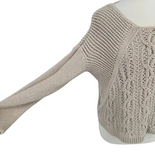 Reiss Open Knit Scoop Neck Beige Cableknit Sweater Size Large