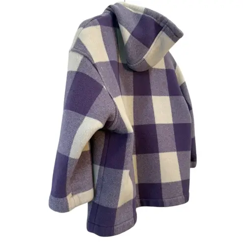 United Colors Of Benetton Hooded Wool Coat Purple Plaid Women’s 38