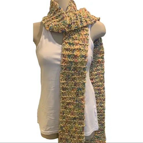 CHUNKY Horizontal Rib Knit Stitch Yellow Scarf