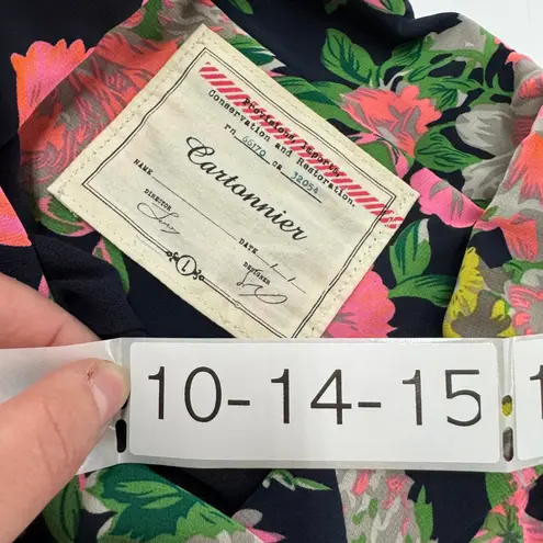 Cartonnier Anthropologie Blazer Womens Large Black Floral Print Jacket Pink