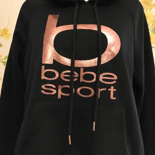 Bebe hooded sweatshirt in black/rose gold size M